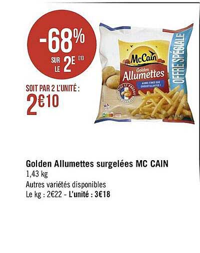 golden allumettes surgelées mc cain