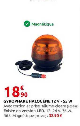 gyrophare halogène 12 v - 55 w