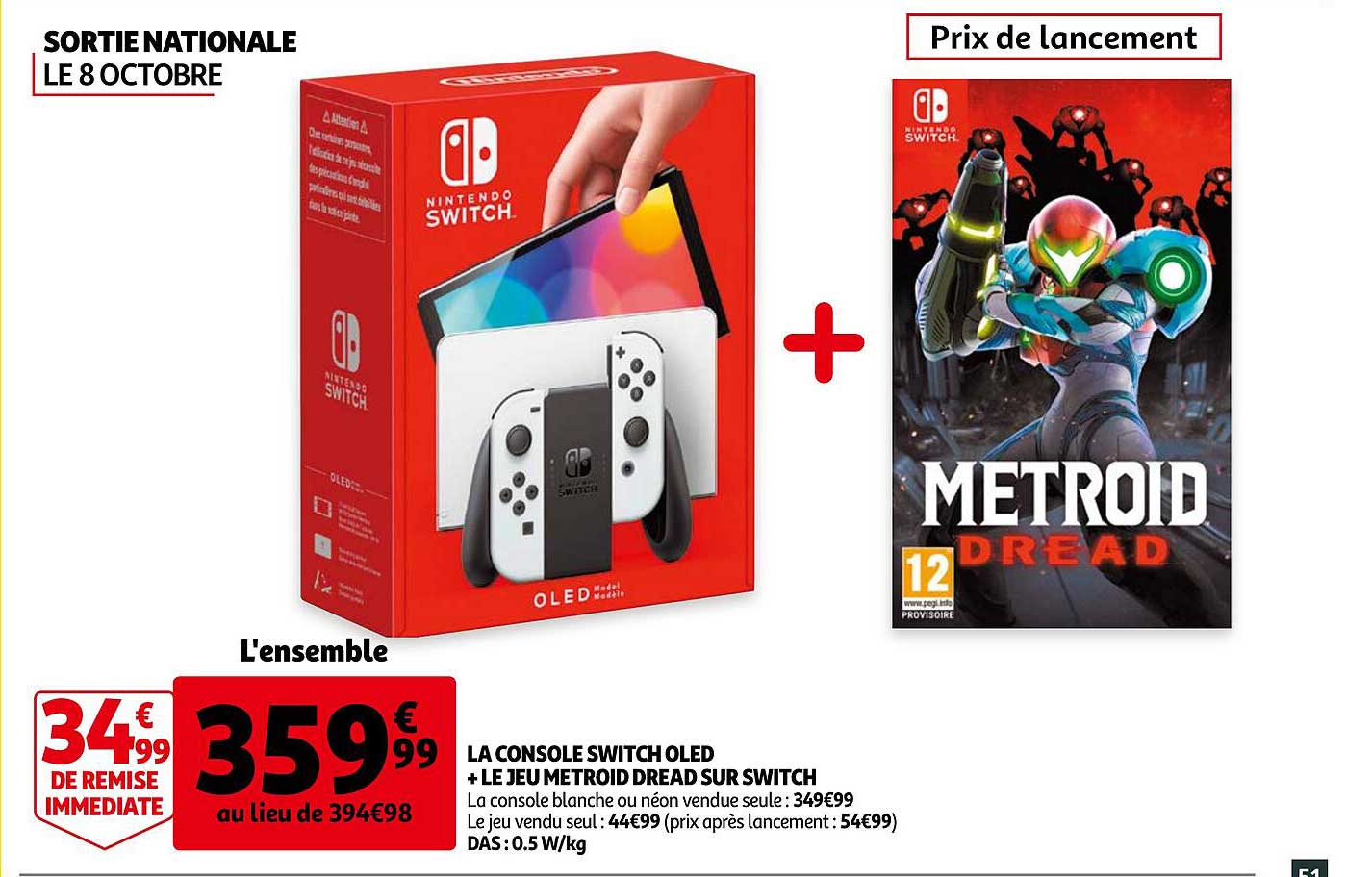 la console switch oled + le jeu metroid dread sur switch