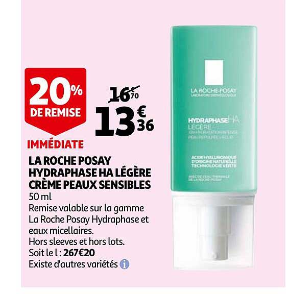 la roche posay hydraphase ha légère crème peaux sensible
