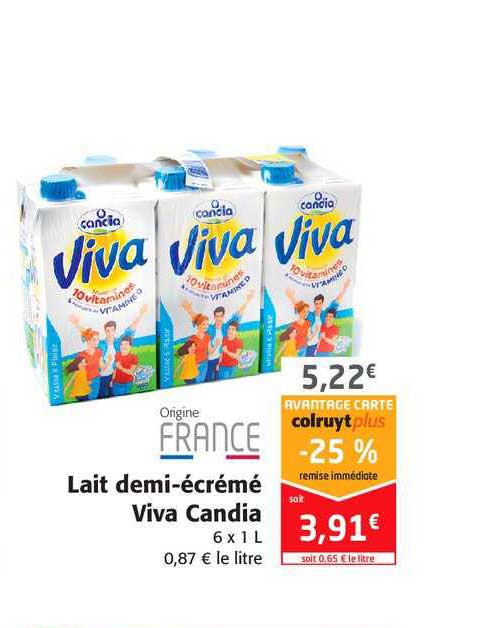 lait demi-écrémé viva candia