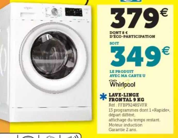 lave-linge frontal 9 kg whirlpool