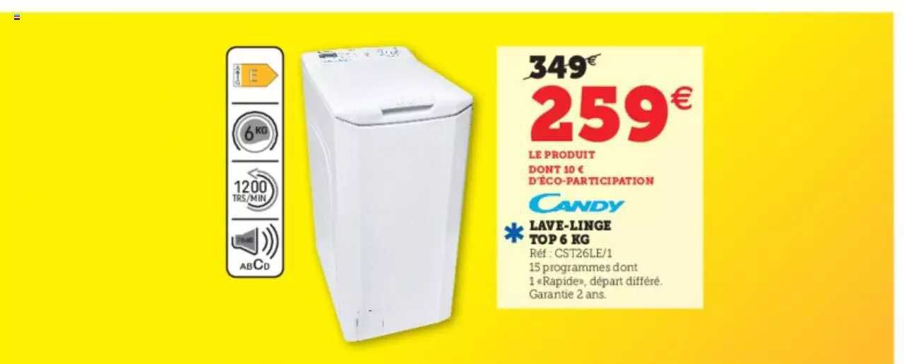 lave-linge top 6 kg candy