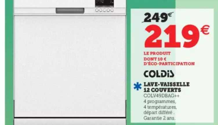 lave-vaisselle 12 couverts coldis
