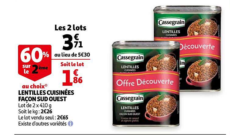 lentilles cuisinées façon sud ouest