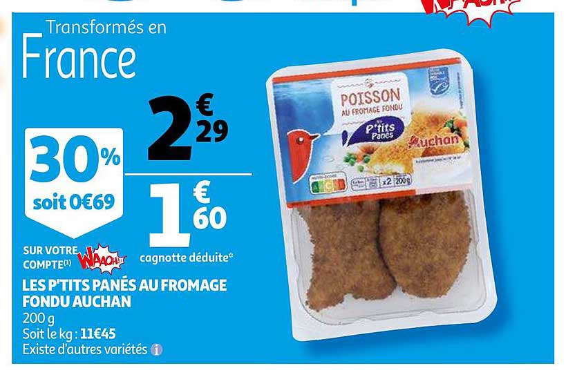 les p'tits panés au fromage fondu auchan