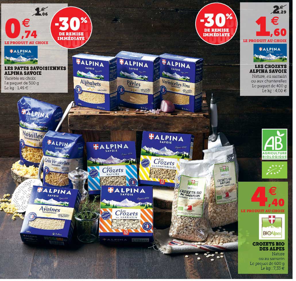 les pates savoisiennes alpina savoie, les crozets alpina savoie