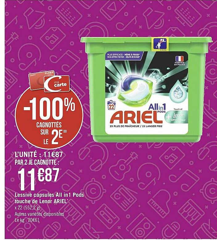 lessive capsules all in 1 pods touche de lenor ariel