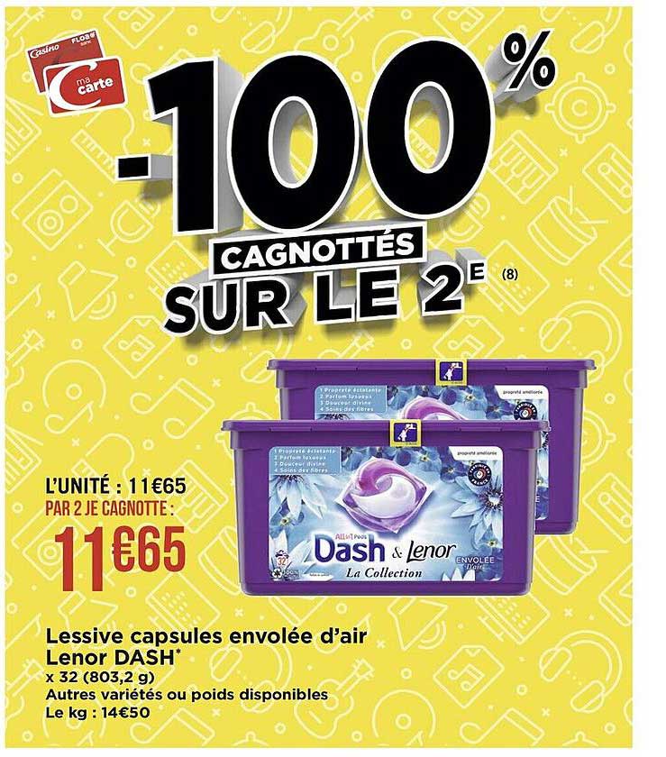 lessive capsules envolée d'air lenor dash
