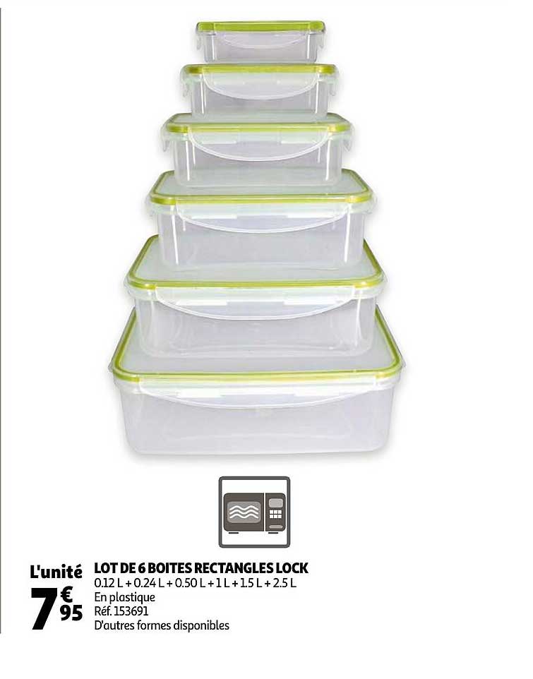 lot de 6 boîtes rectangles lock