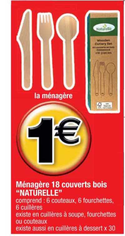 Ménagère 18 Couverts Bois "naturelle"