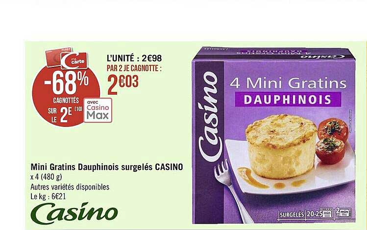 mini gratins dauphinois surgelés casino