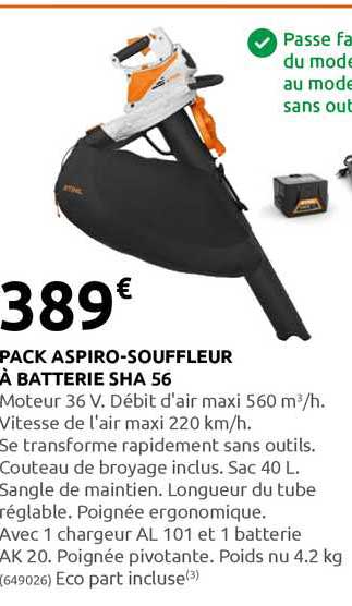 pack aspiro-souffleur à batterie sha 56