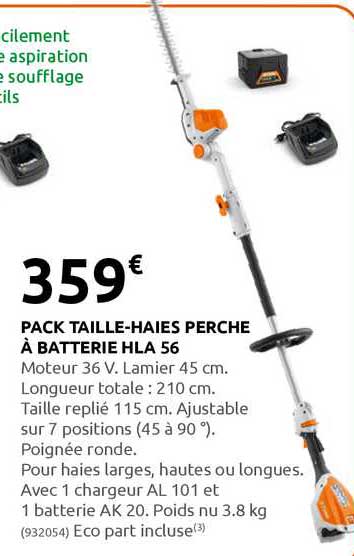 pack taille-haies peche à batterie hla 56