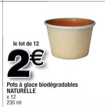 pots à glace biodégradables naturelle