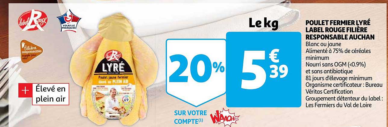 poulet fermier lyré label rouge filière responsable auchan
