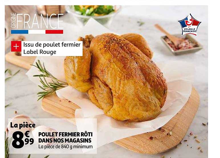 poulet fermier rôti dans nos magasins