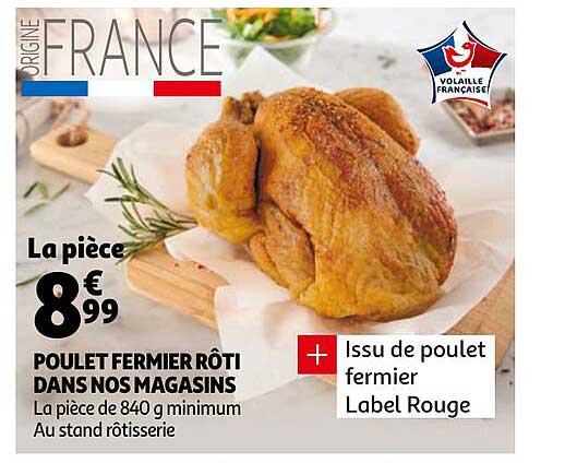 poulet fermier rôti dans nos magasins