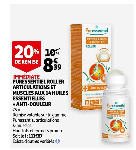 puressentiel roller articulations et muscles aux 14 huiles essentielles + anti-douleur