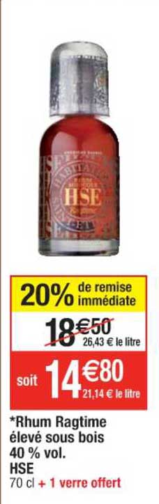 rhum ragtime élevé sous bois 40% vol. hse