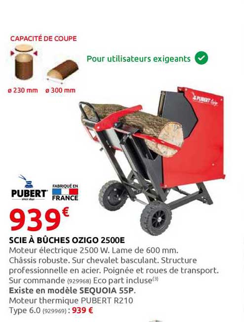 scie à bûches ozigo 2500e pubert
