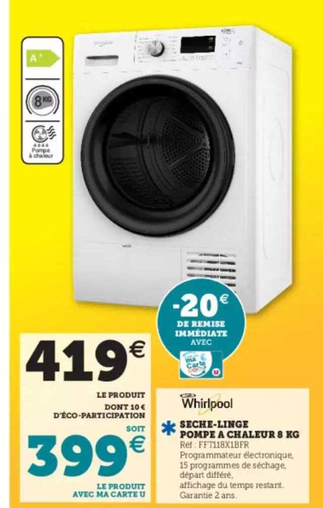 sèche-linge pompe à chaleur 8 kg whirlpool