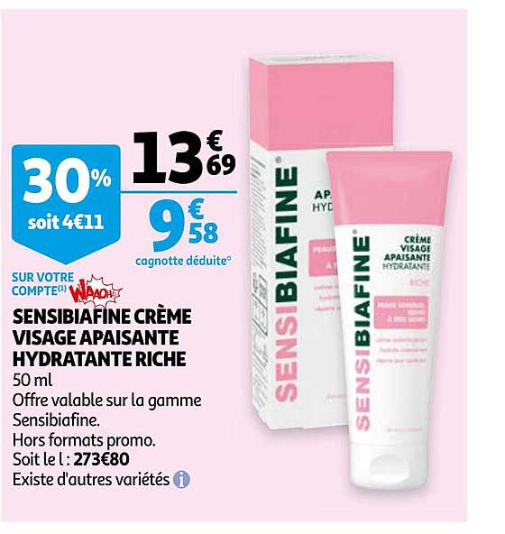 sensibiafine crème visage apaisante hydratante riche
