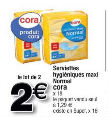serviettes hygiéniques maxi normal cora