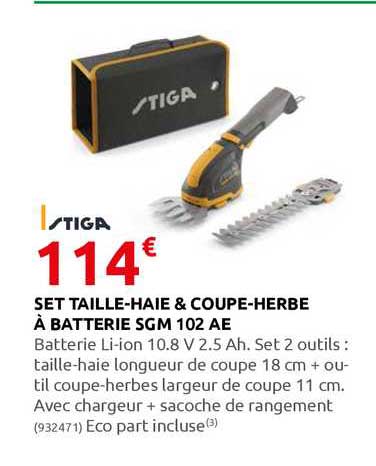 set taille-haie-coupe-herbe à batterie sgm 102 ae