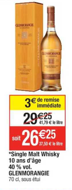 single malt whisky 10 ans d'âge 40% vol. glenmorangie
