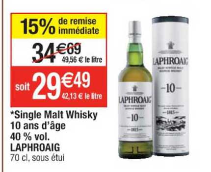 single malt whisky 10 ans d'âge 40% vol. laphroaig
