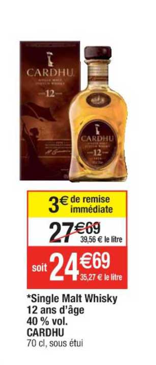 single malt whisky 12 ans d'âge 40% vol. cardhu