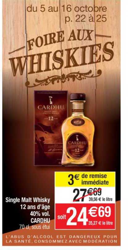 single malt whisky 12 ans d'âge 40% vol. cardhu