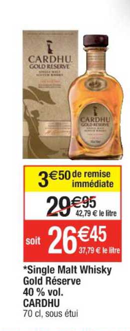 single malt whisky gold réserve 40% vol. cardhu