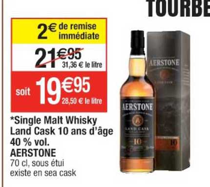 single malt whisky land cask 10 ans d'âge 40% vol. aerstone