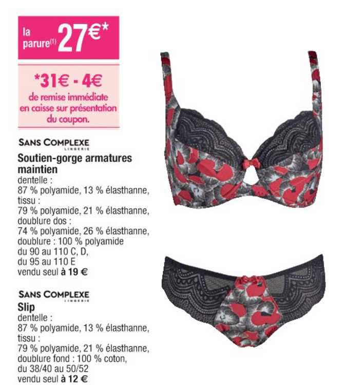 Soutien-gorge Armatures Maintien Sans Complexe, Slip Sans Complexe