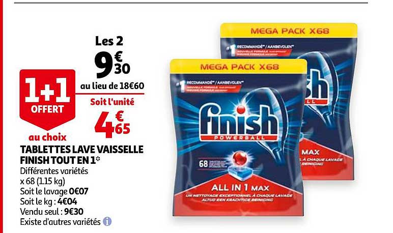 tablettes lave vaisselle finish tout en 1