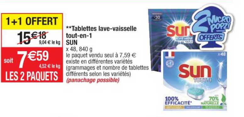 Tablettes Lave-vaisselle Tout-en-1 Sun