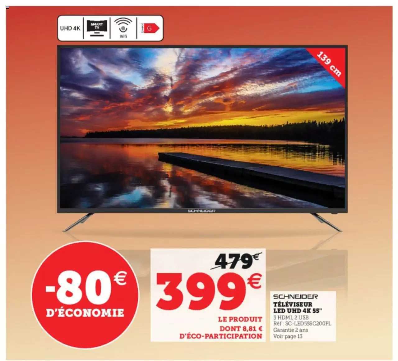 Téléviseur Led Uhd 4k 55" Schneider