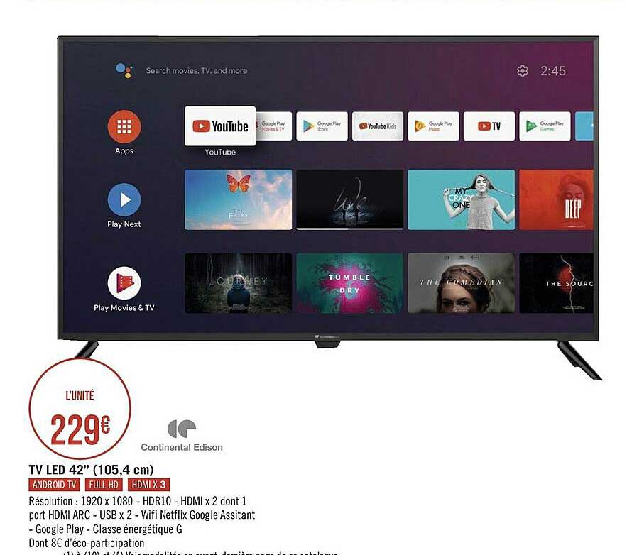 Tv Led 42" (105,4 Cm) Continental Edison