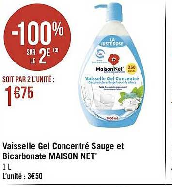 vaisselle gel concentré sauge et bicarbonate maison net'
