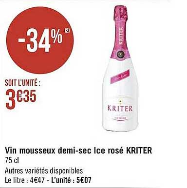 vin mousseux demi-sec ice rosé kriter