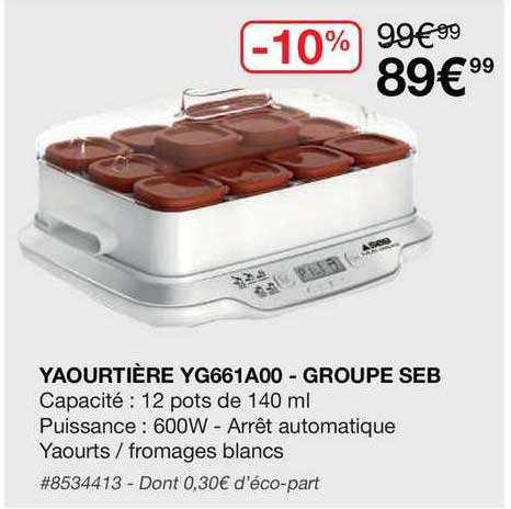 yaourtière yg661a00 - groupe seb