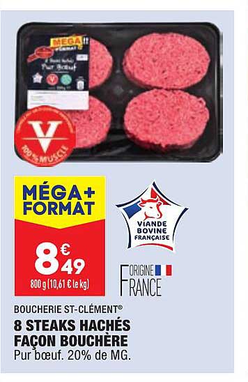 8 steaks hachés façon bouchère boucherie st-clément
