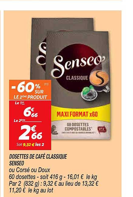 Dosettes De Café Classique Senseo