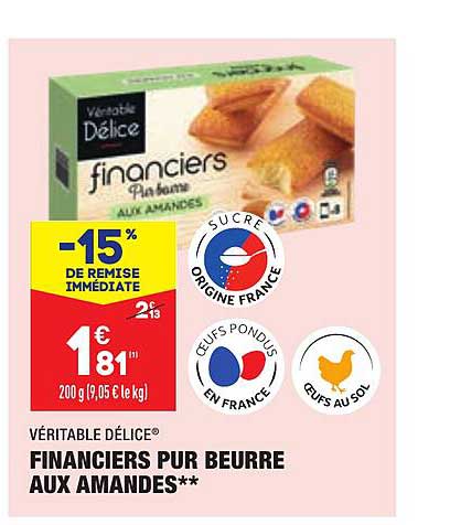 Financiers Pur Beurre Aux Amandes Véritable Délice