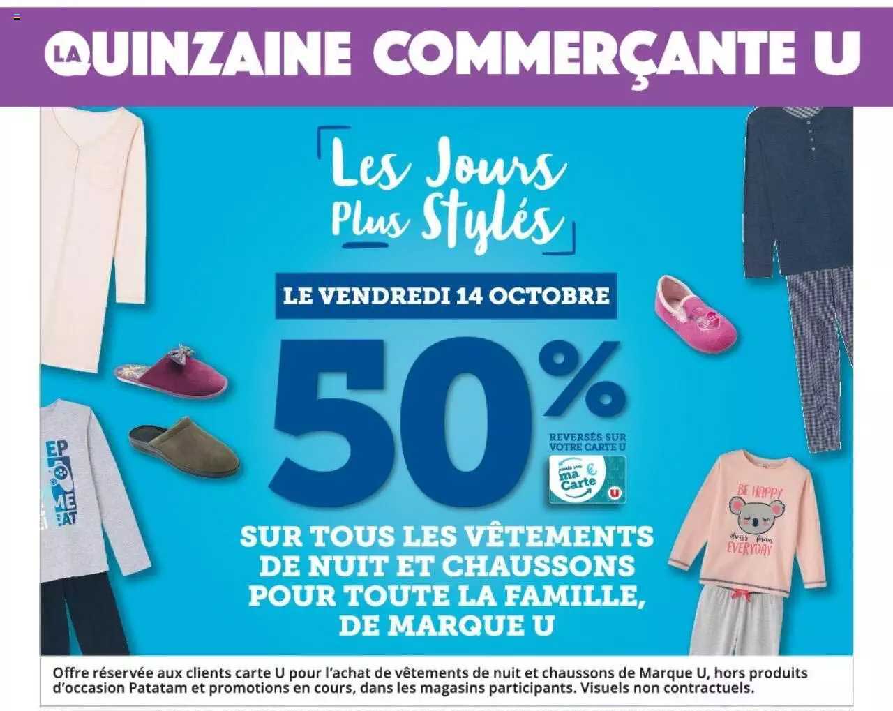 les vêtements de nuit et chaussons pour toute la famille, de marque u