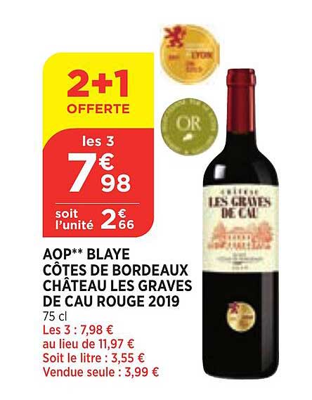aop blaye côtes de bordeaux château les graves de cau rouge 2019