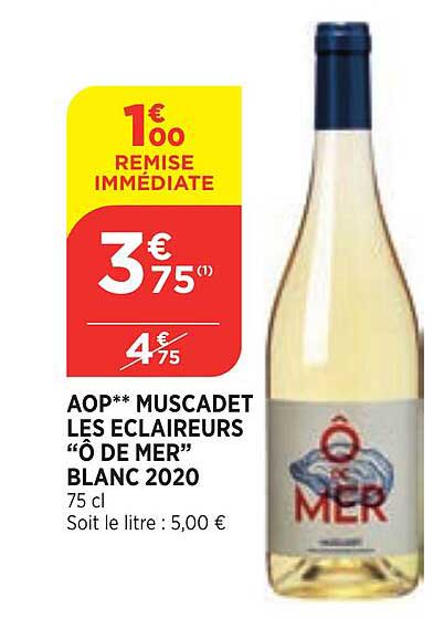 aop muscadet les éclaireurs "ô de mer" blanc 2020