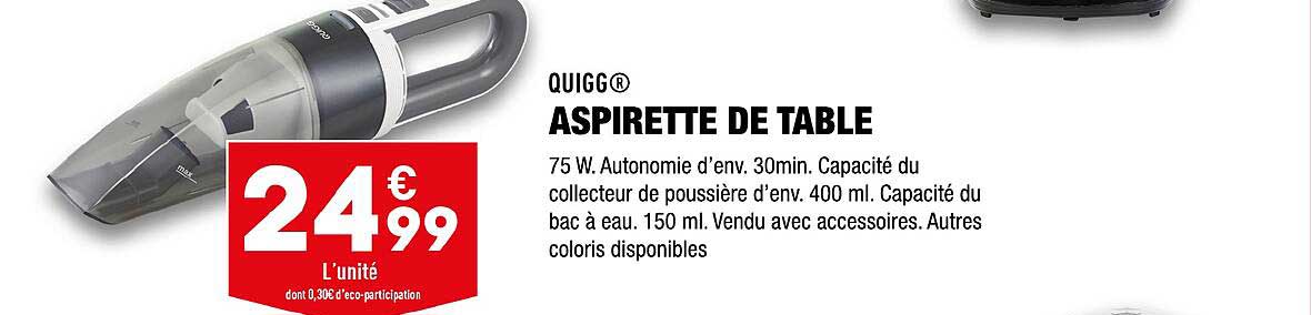 aspirette de table quigg